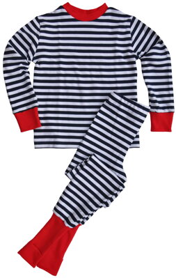 Ponožové pyžamo hrubšie-Námornícke prúžky s červenou