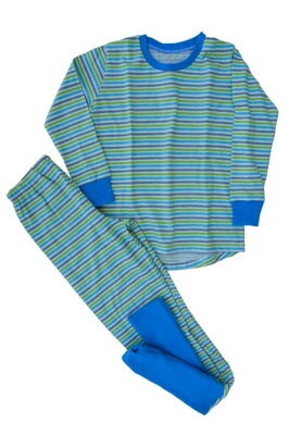 Ponožkové pyžamo -Modro zeleno šedé prúžky