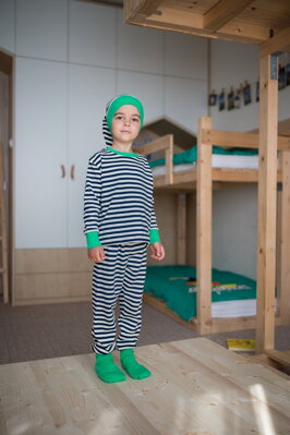 Ponožkové pyžamo-Námornícke prúžky na zeleno