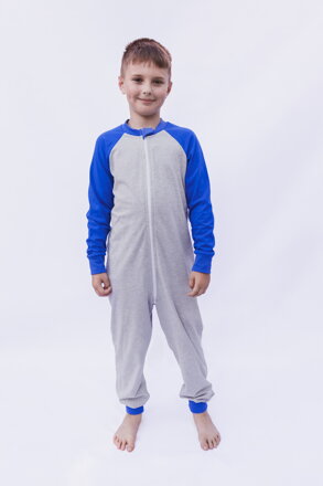 Overal tenší Šedý s modrými rukávmi